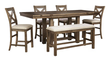 Load image into Gallery viewer, Moriville Counter Height Dining Table 4 Barstools and Bench