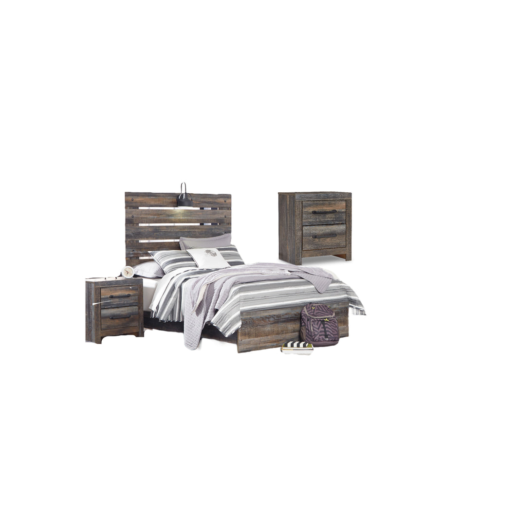 Drystan Full Panel Bed with 2 Nightstands