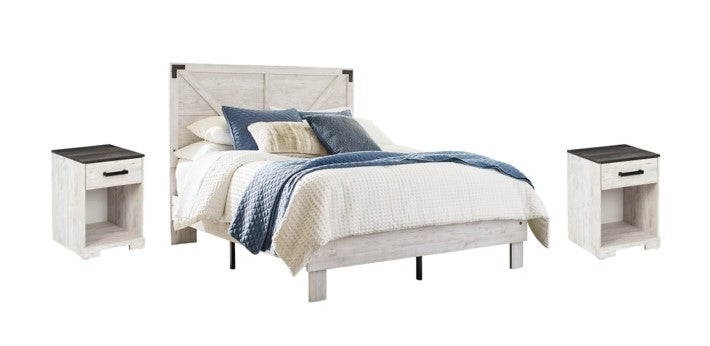 Shawburn Full Panel Platform Bed with 2 Nightstands