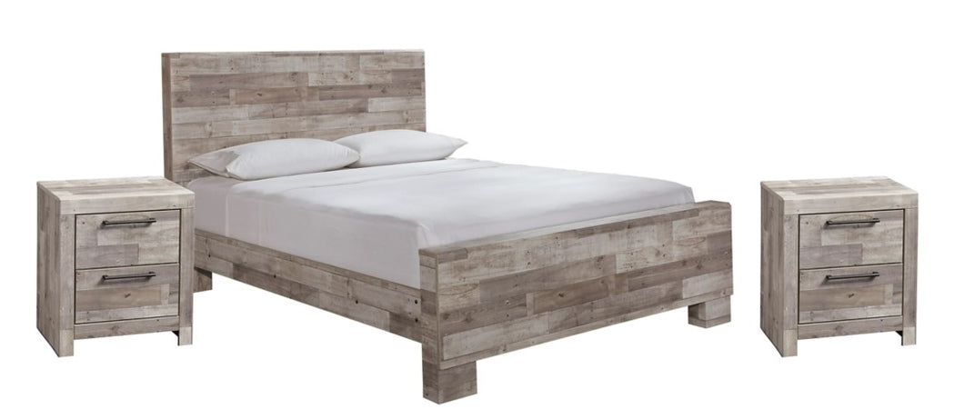 Effie Queen Panel Bed with 2 Nightstands