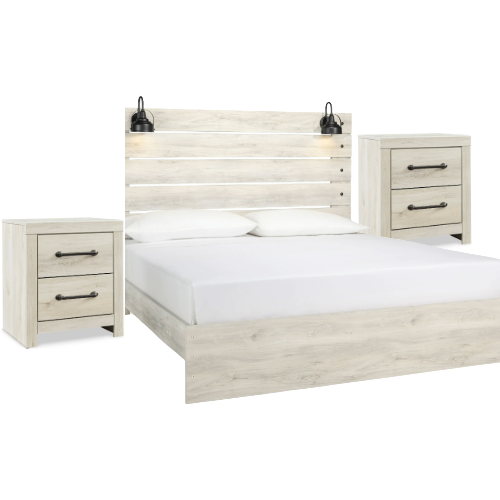 Cambeck King Panel Bed with 2 Nightstands