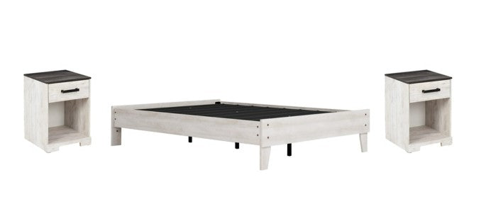 Shawburn Queen Platform Bed with 2 Nightstands