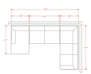 Aberton 3 Piece LAF Sectional