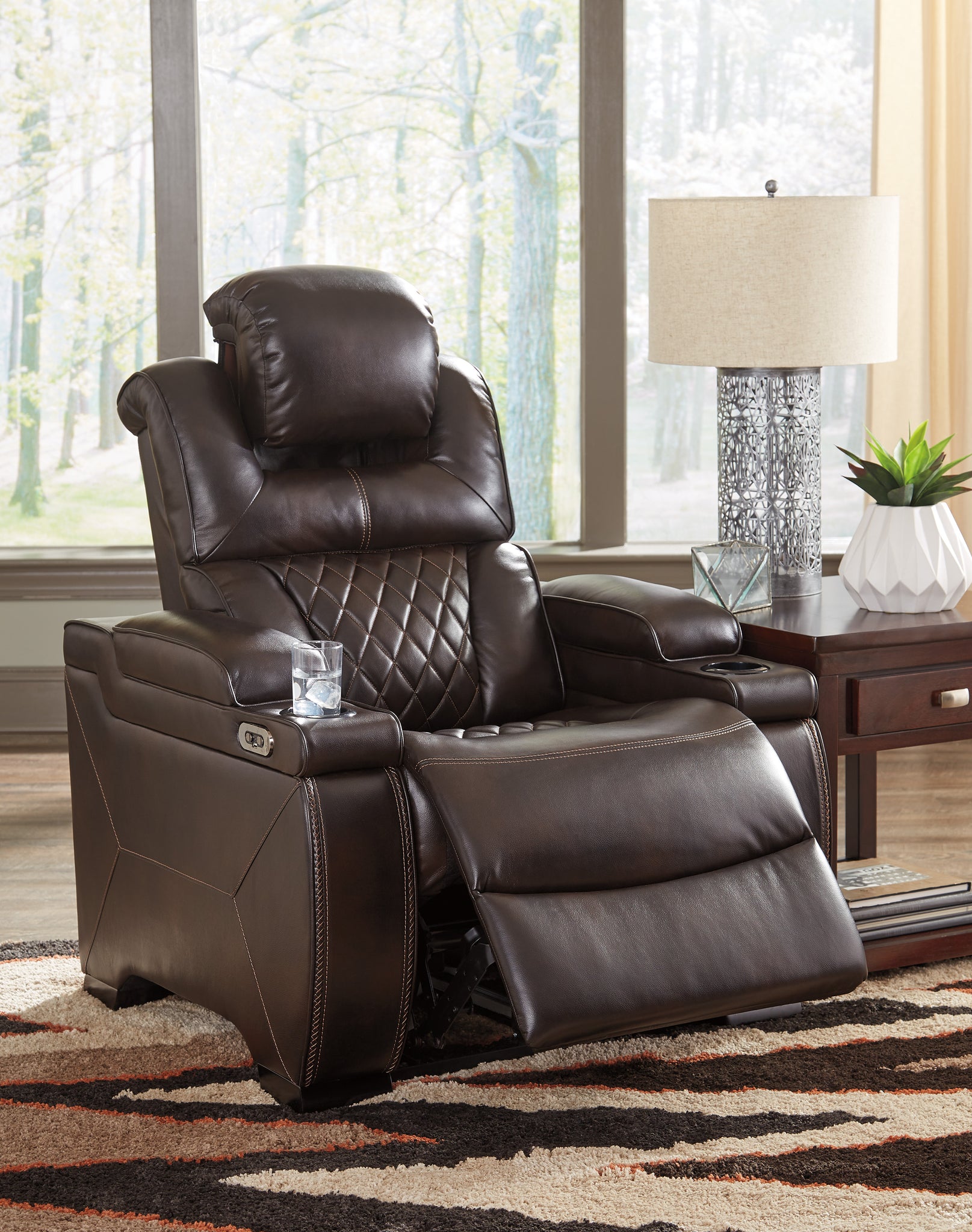 Warnerton power recliner with adjustable headrest deals