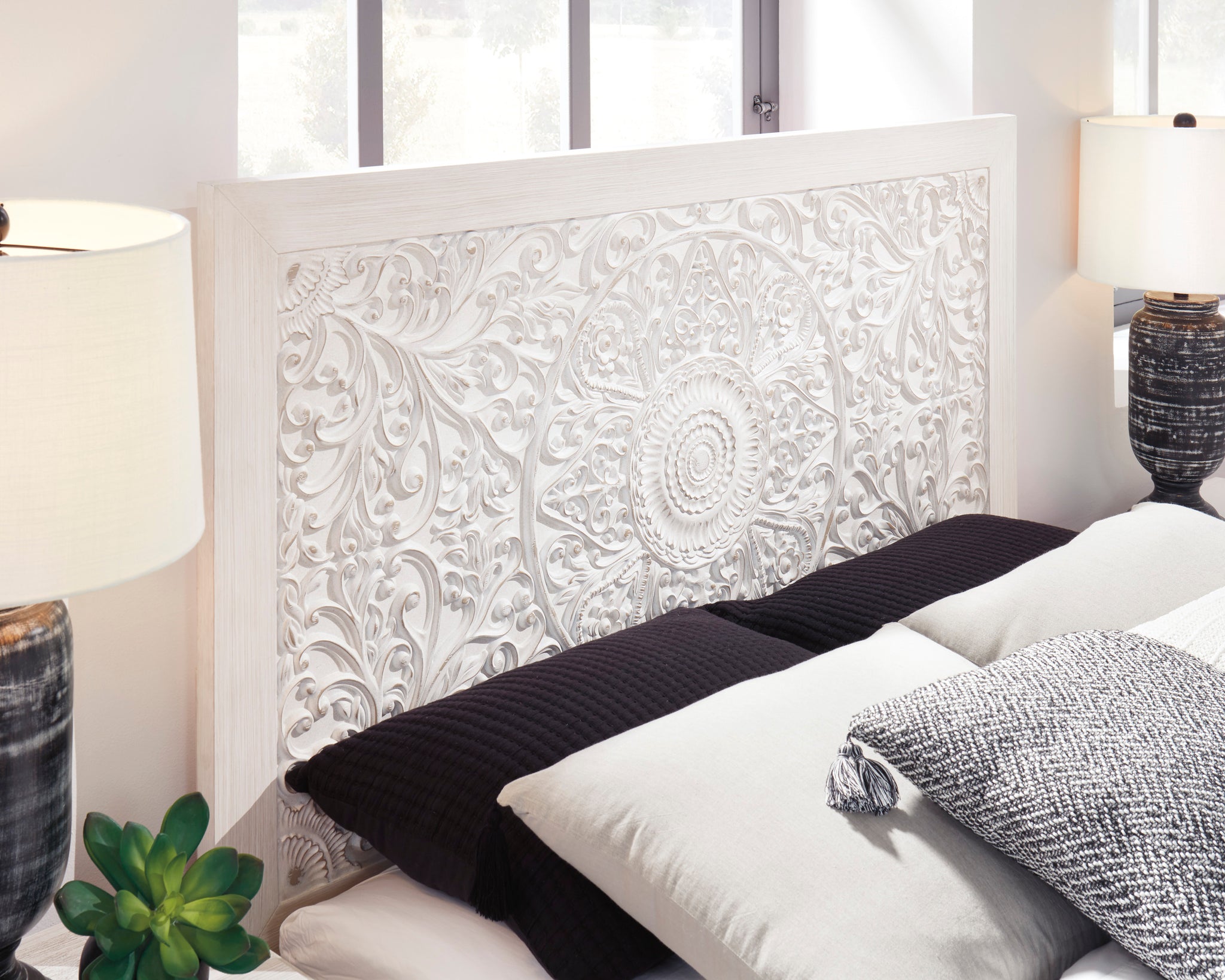 Whitewashed queen headboard deals