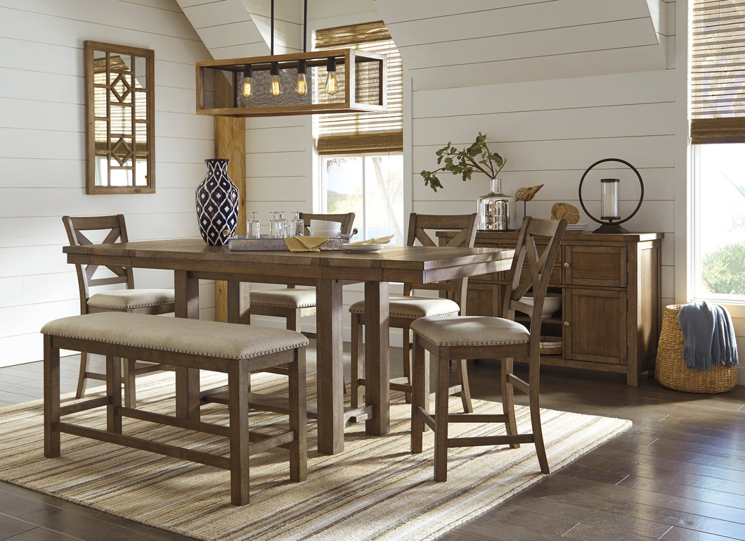 Moriville Counter Height Dining Table 4 Barstools and Bench