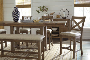 Moriville Counter Height Dining Table 4 Barstools and Bench
