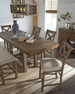Moriville Counter Height Dining Table 4 Barstools and Bench