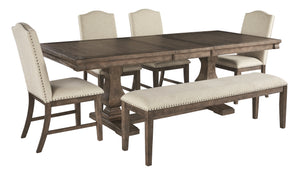Johnelle Dining Table 4 Chairs and Bench