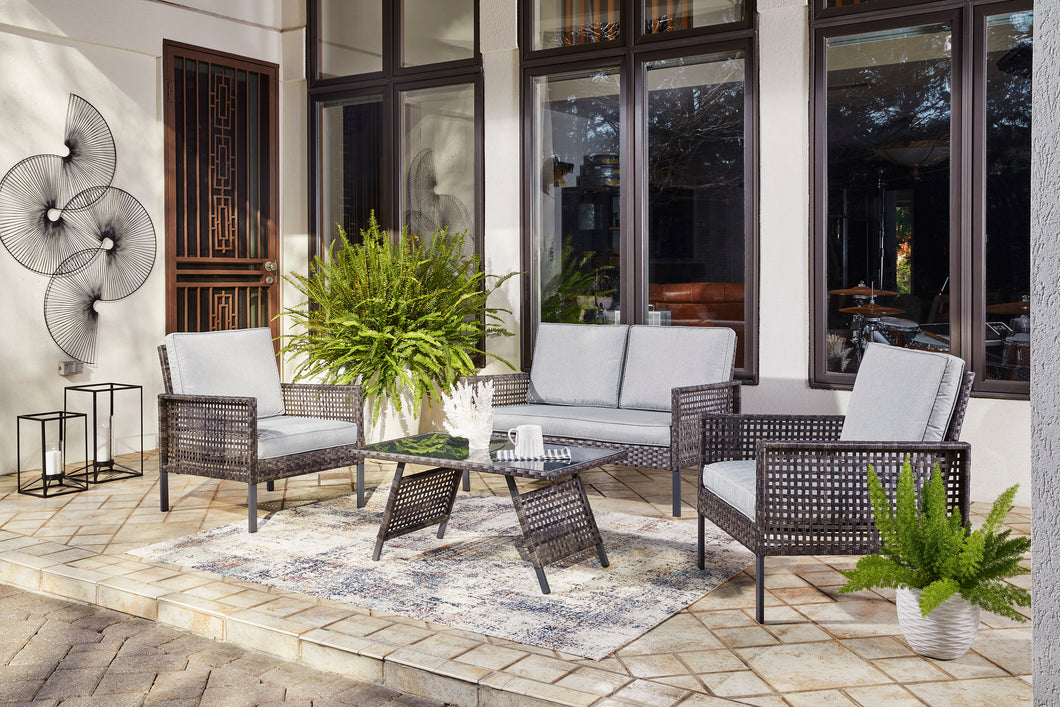 Lainey 4 Piece Outdoor Chat Set Two-tone Gray